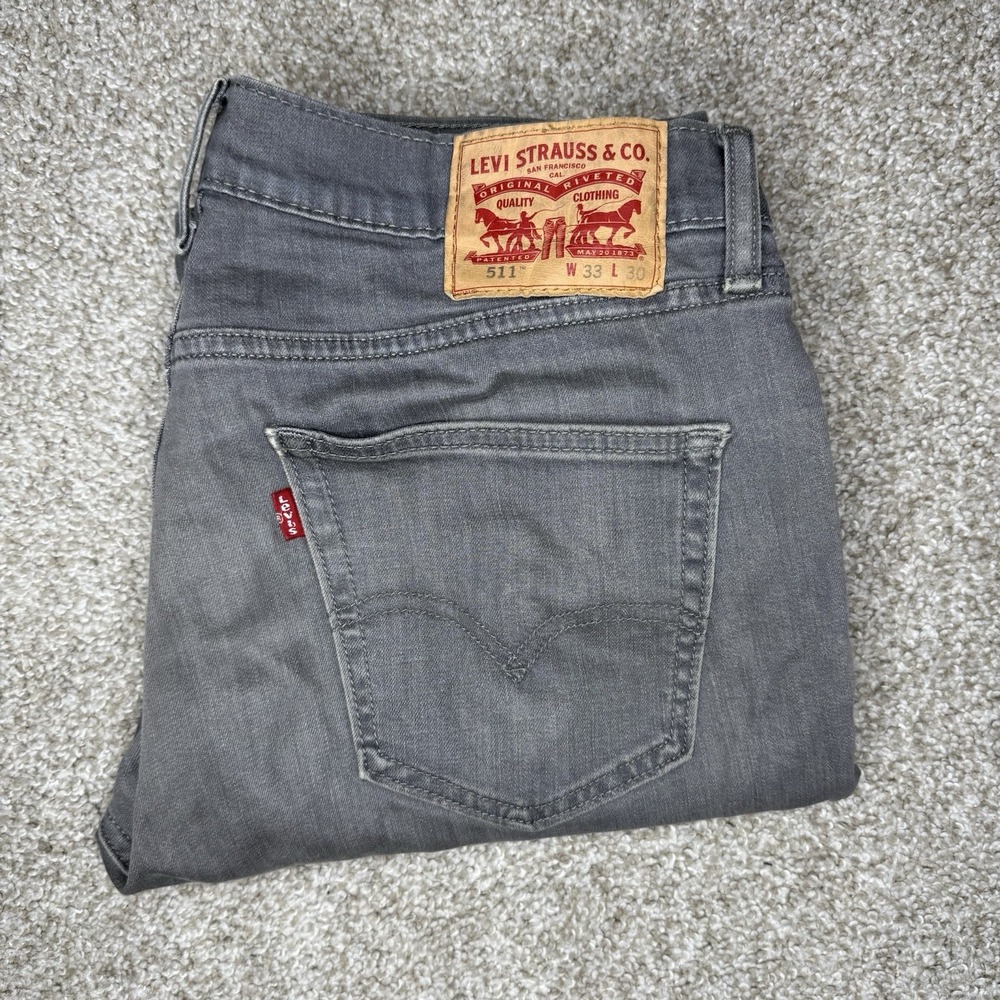 Levi's 511 Jeans Men's 33x30 Regular Fit Straight Leg Medium Wash Gray Denim - Picture 8 of 16